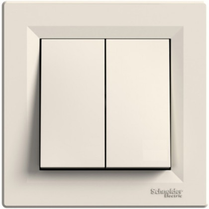 Выключатель двухклавишный, Кремовый, Asfora EPH0300123