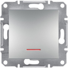 Выключатель одноклавишный с подсветкой, Алюминий Asfora, EPH1400161