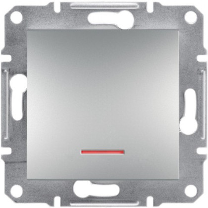 Выключатель одноклавишный с подсветкой, Алюминий Asfora, EPH1400161