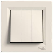 Выключатель трехклавишный, Кремовый, Asfora EPH2100123