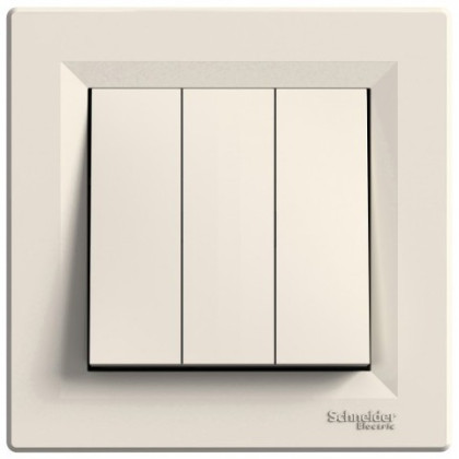 Выключатель трехклавишный, Кремовый, Asfora EPH2100123