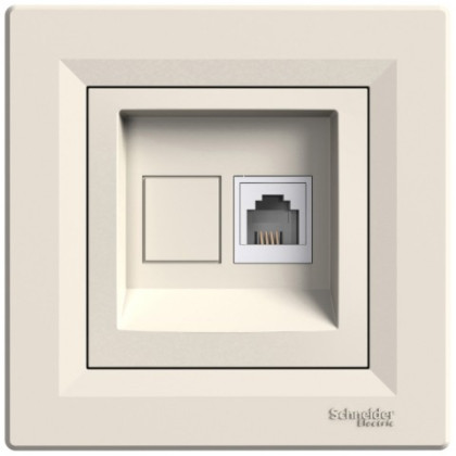 Розетка телефонная, RJ11, 4 контакта Кремовая, Asfora EPH4100123