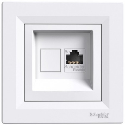 Розетка компьютерная, RJ45, кат.5е,  UTP Белая, Asfora EPH4300121